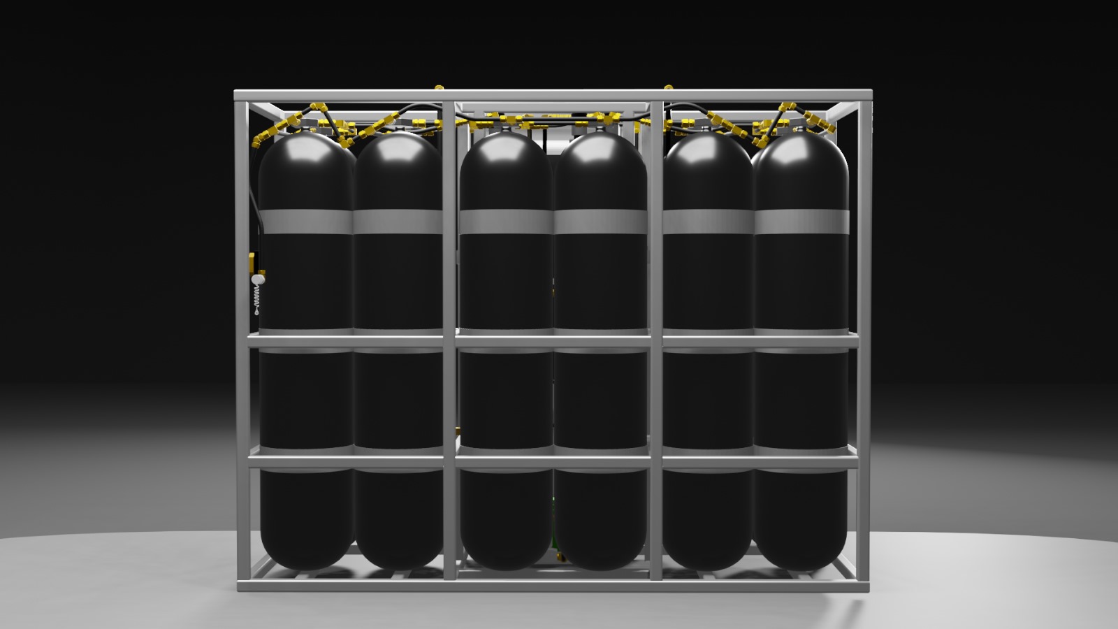 Hydrogen dispenser enclosure, front angled view