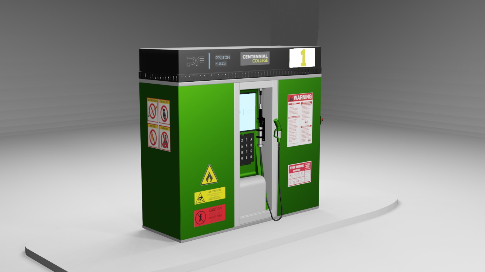 Hydrogen dispenser enclosure from an elevated angle