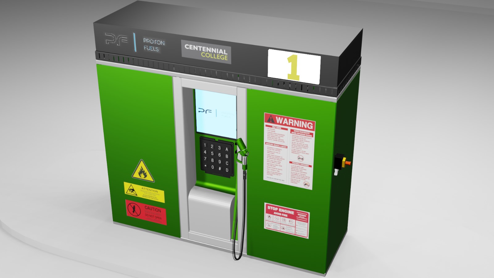 Cylinder rack beside the dispenser with the enclosure partly removed